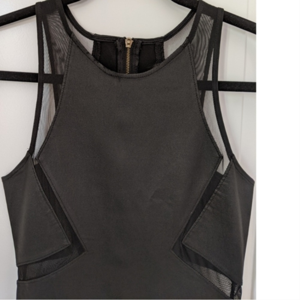 Angl black leather mesh detail dress